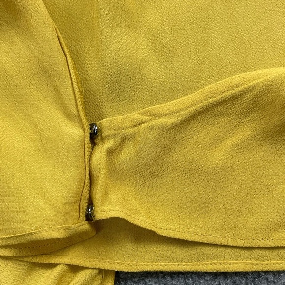 Madewell Shirt Womens XL Raelynn Yellow Wrap Blouse Side Tie Viscose V-Neck - Picture 6 of 16